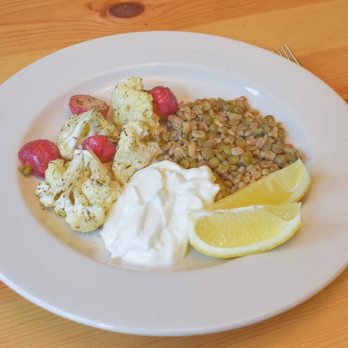 ROASTED SPRING VEG WITH FARRO +&nbsp;LENTILS