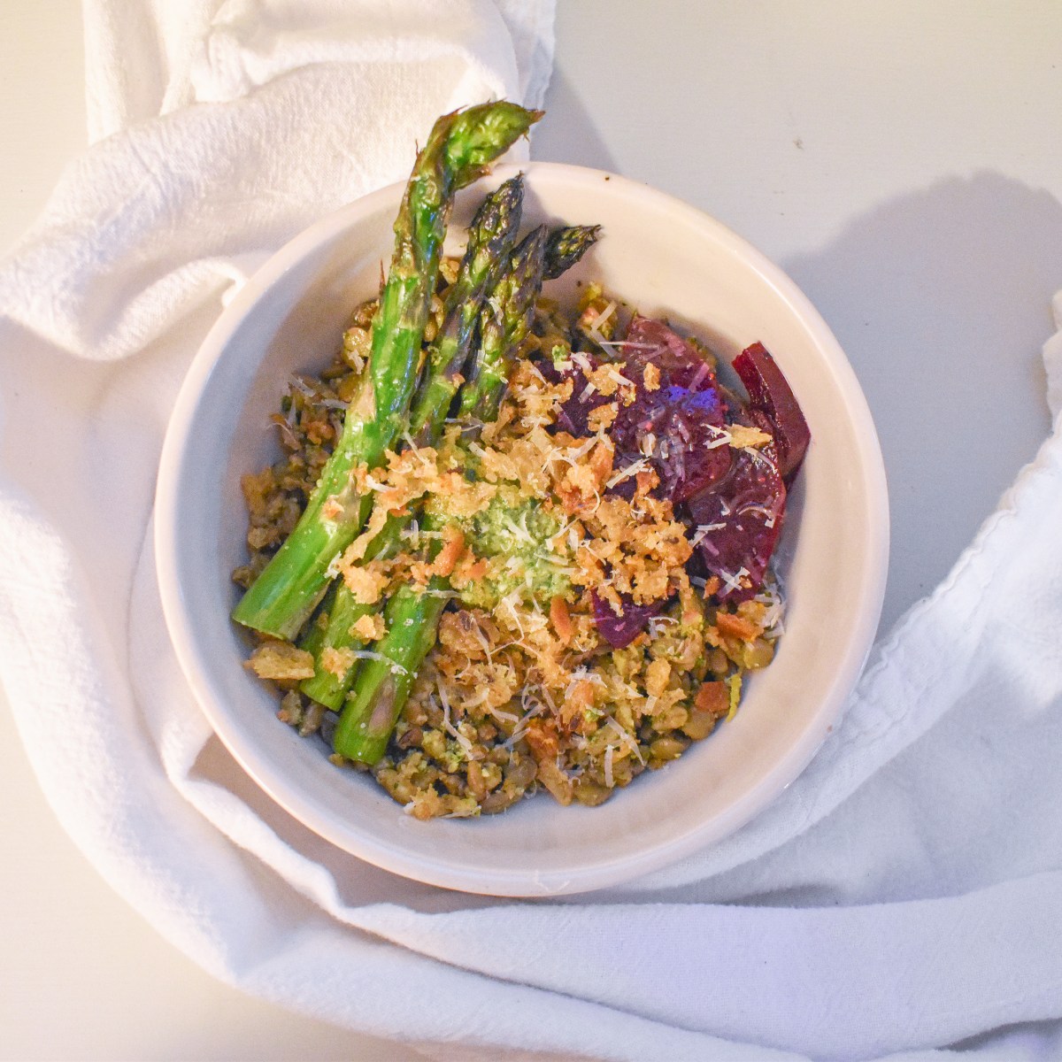 LENTIL + FARRO PESTO BOWL W/ CRISPY LEMON&nbsp;BREADCRUMBS