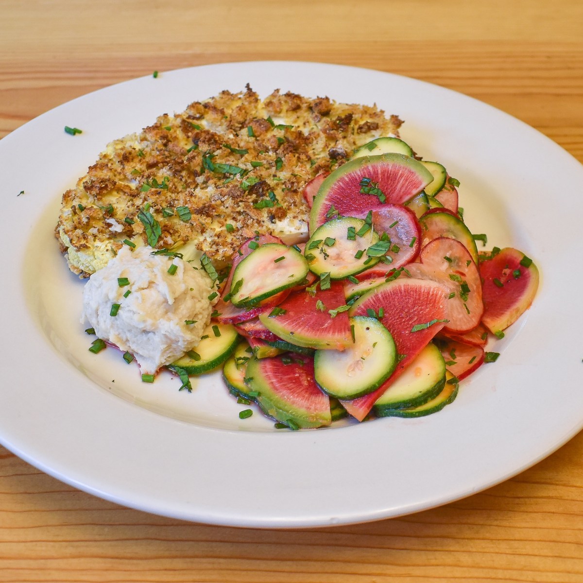 ZUCCHINI + RADISH SALAD W/ OVEN FRIED&nbsp;CAULIFLOWER