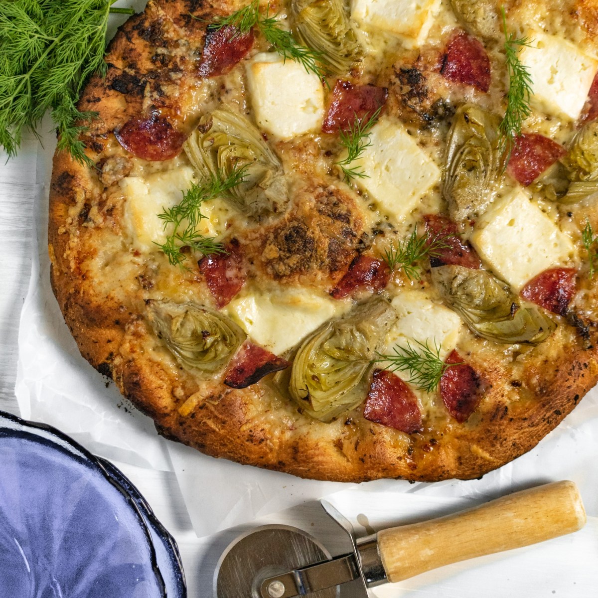 ROASTED GARLIC + FETA&nbsp;PIZZA