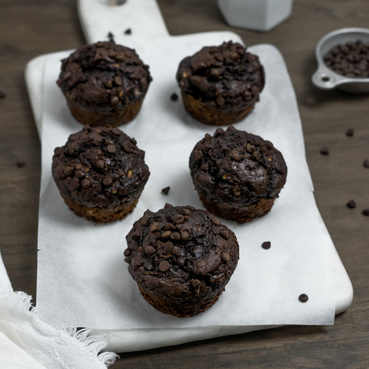 CHOCOLATE CHOCOLATE CHIP ZUCCHINI&nbsp;MUFFINS
