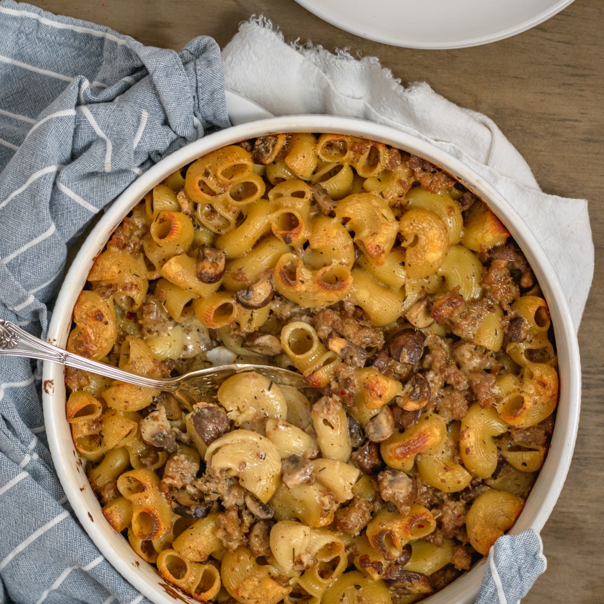 SAUSAGE + SHROOM PASTA&nbsp;BAKE
