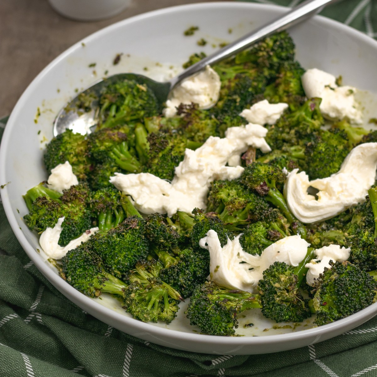 ROASTED BROCCOLI with PESTO +&nbsp;BURRATA
