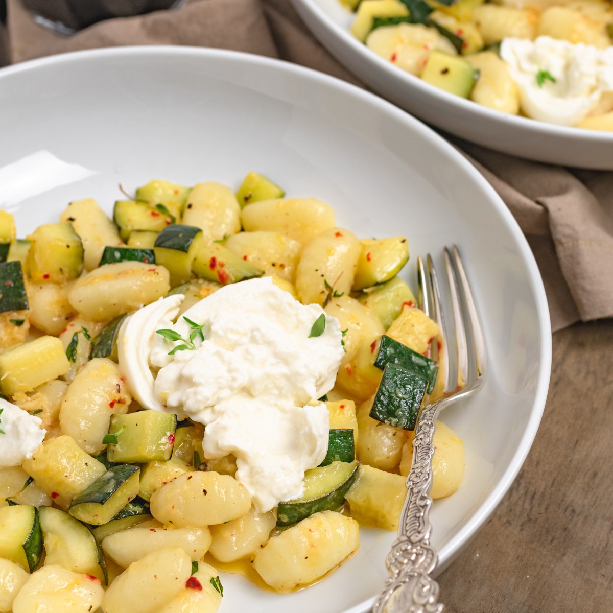 GNOCCHI with SUMMER SQUASH +&nbsp;BURRATA