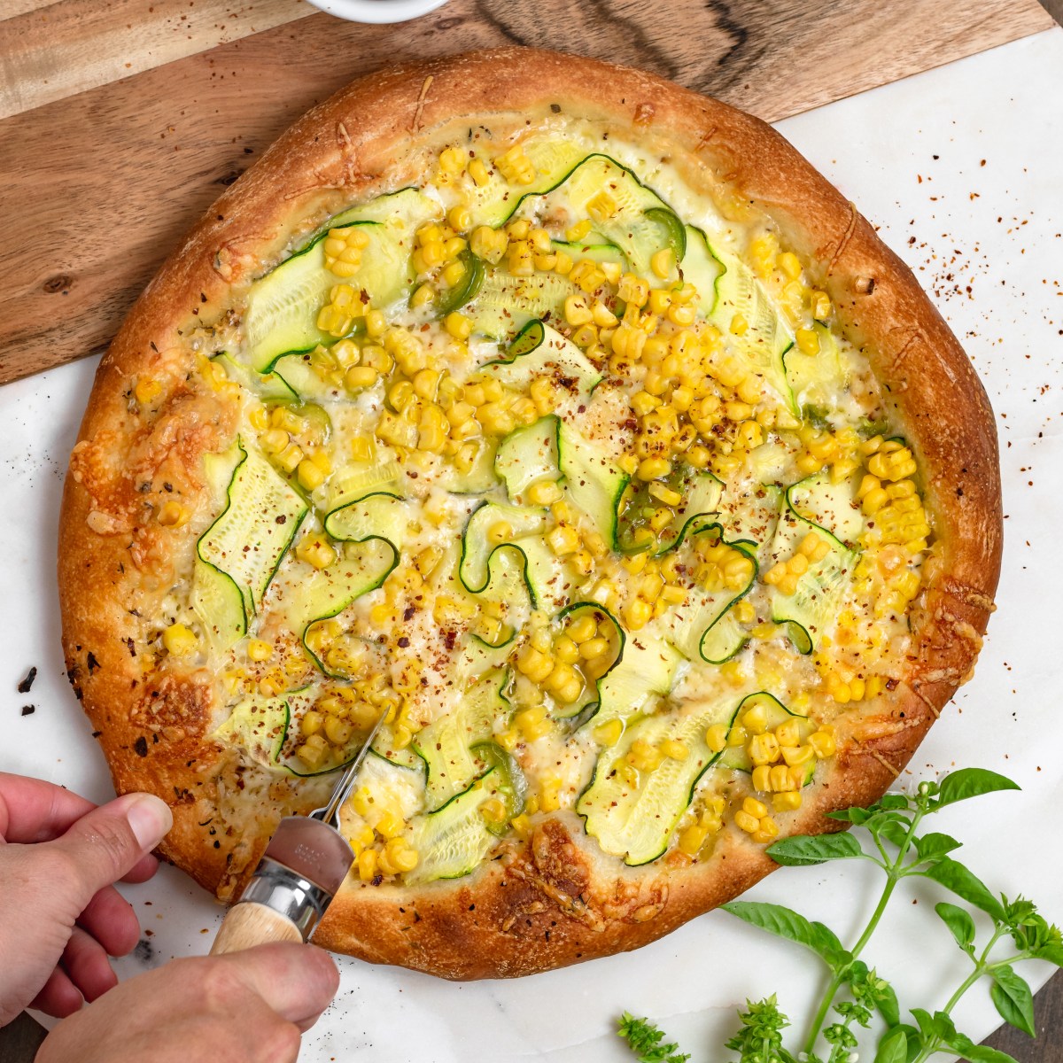 ZUCCHINI + CORN&nbsp;PIZZA