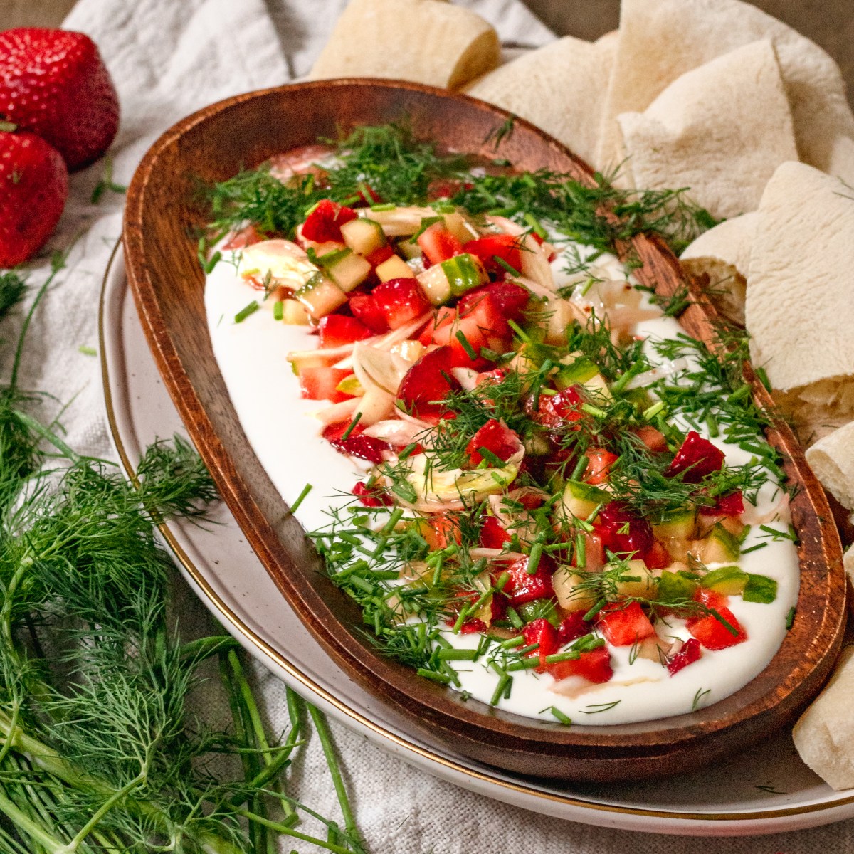WHIPPED FETA DIP with STRAWBERRY + CUCUMBER&nbsp;SALAD