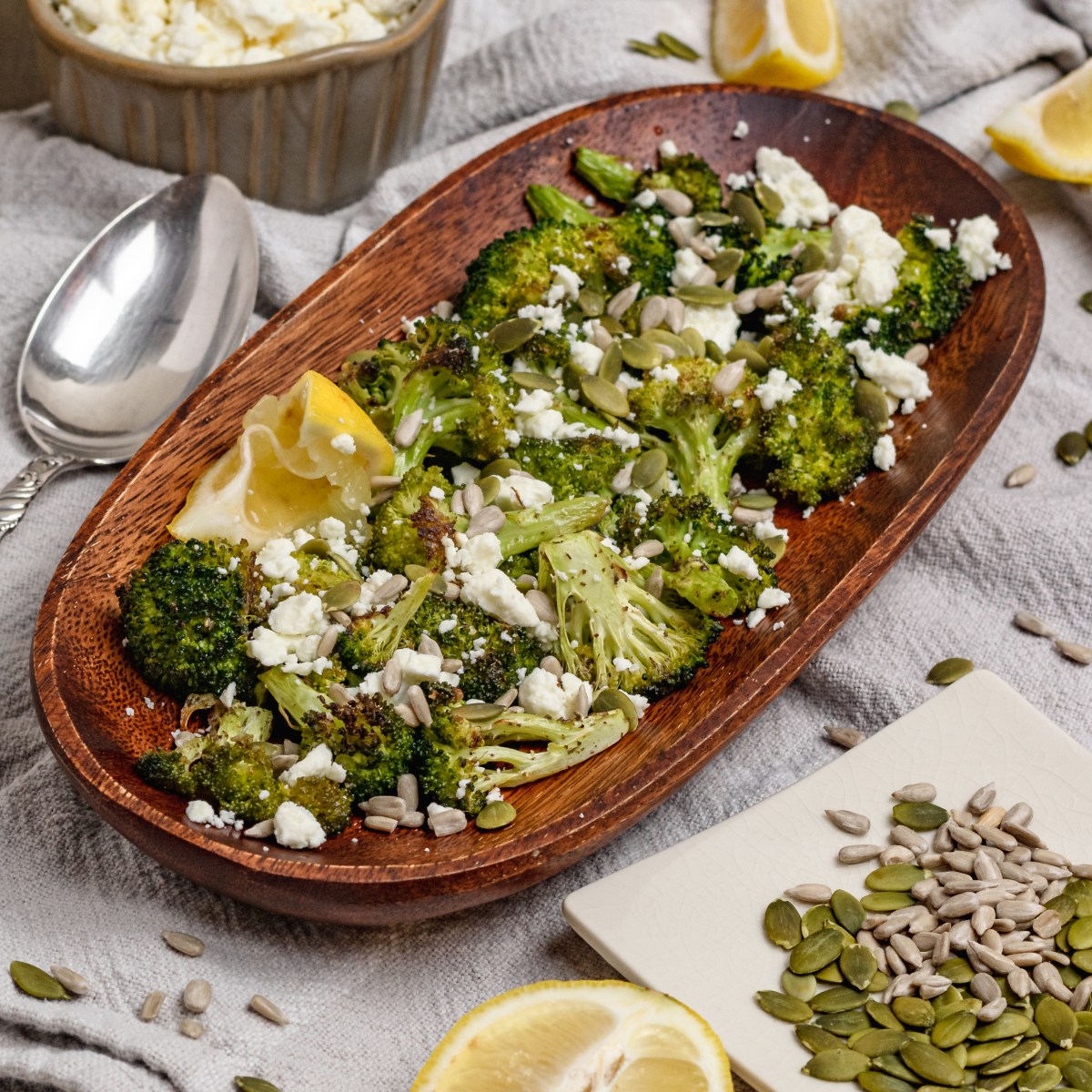 ROASTED BROCCOLI with SEEDS +&nbsp;FETA
