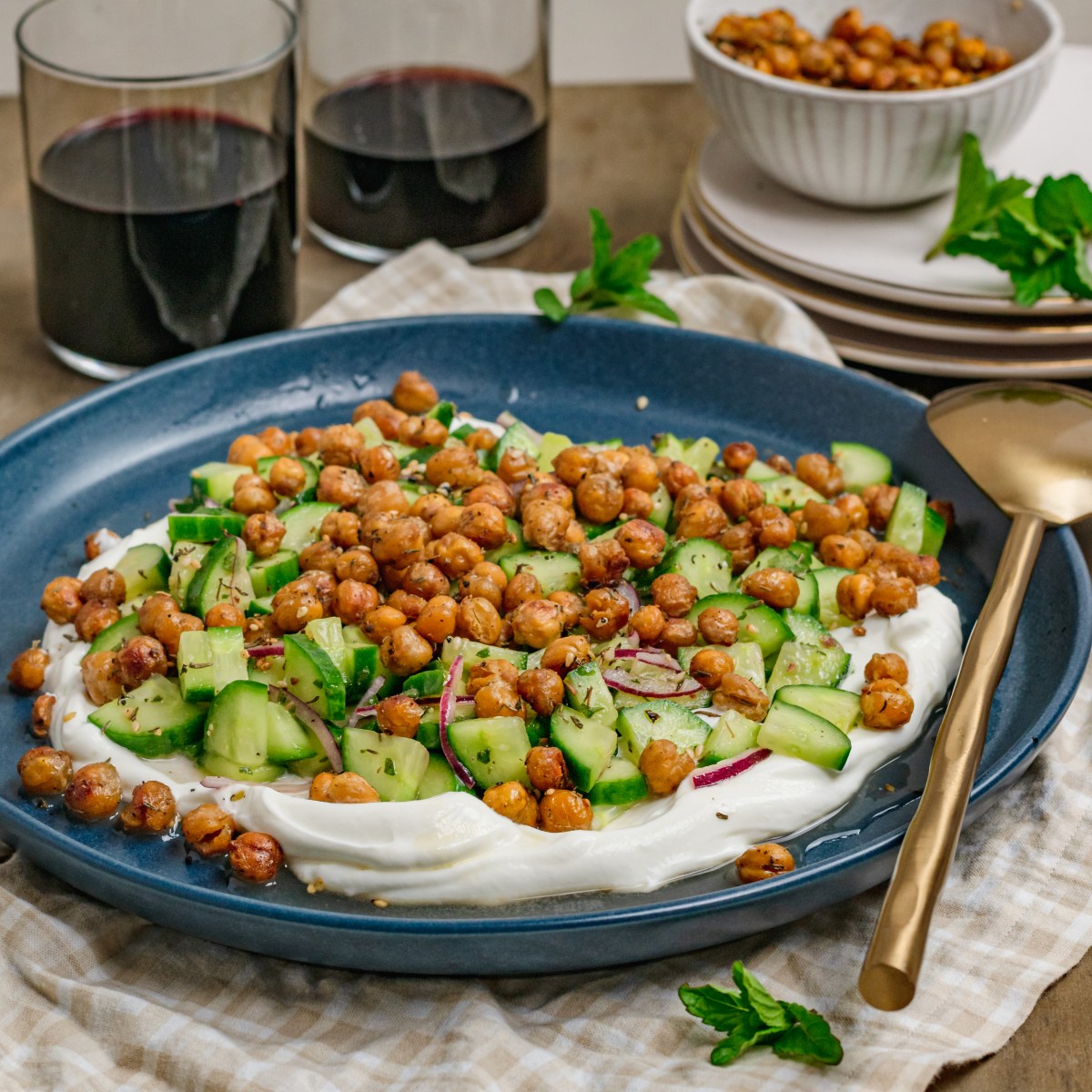 CUCUMBER SALAD with CRISPY ZA’ATAR&nbsp;CHICKPEAS