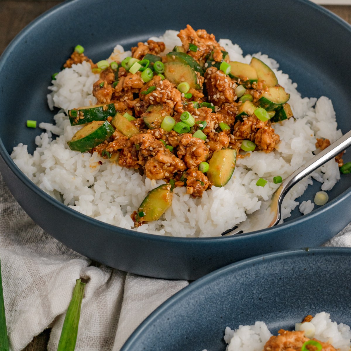 SPICY PEANUT BUTTER GROUND CHICKEN +&nbsp;CUCUMBERS